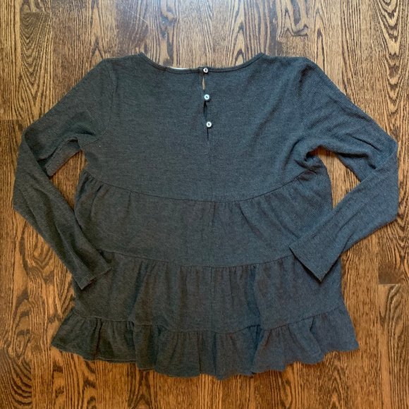 Altar'd State Charcoal Gray Ruffled Top - Picture 4 of 5